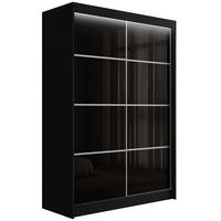 KLEIDERSCHRANK PEKA III mit LED - 120 cm - Schwarz - Schwarz/Weiß, Holzwerkstoff (120/215/61cm) - ALTDECOR