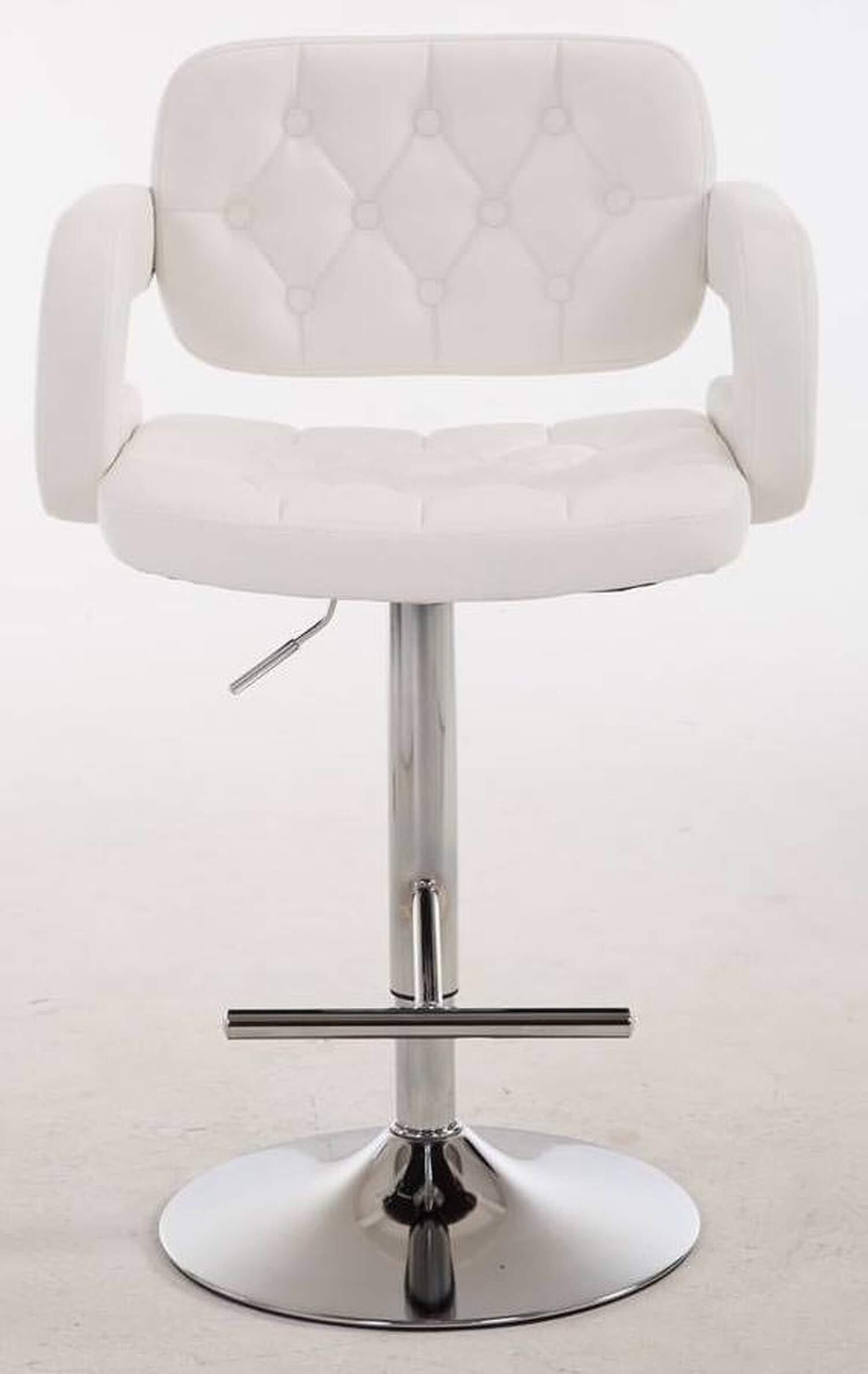 BARHOCKER Dubai, 2er Set, Gestell Metall in Chromoptik, Kunstleder weiß, - Chromfarben/Weiß, Kunststoff/Textil (52/100/55cm) - TPFLiving
