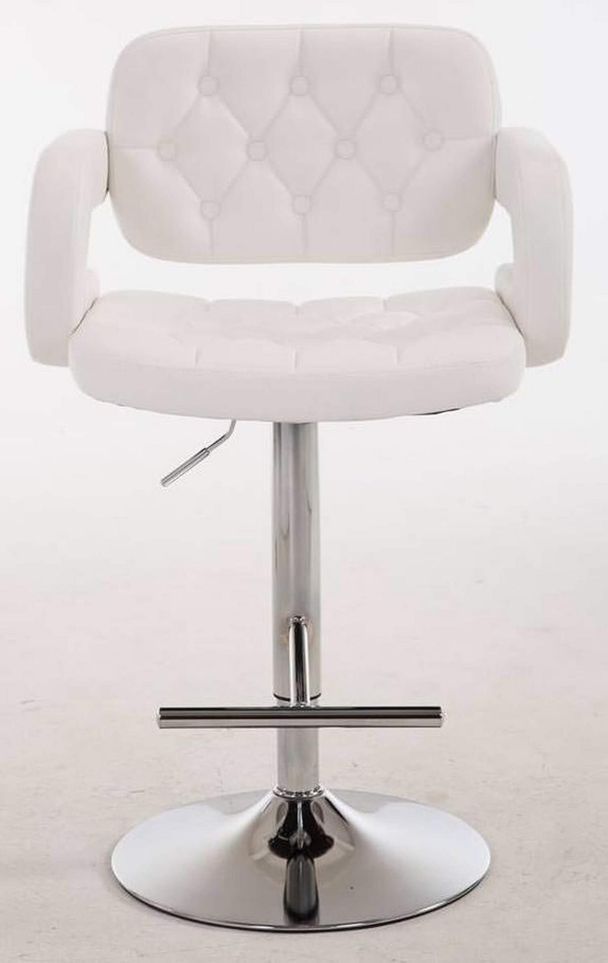 BARHOCKER Dubai, 2er Set, Gestell Metall in Chromoptik, Kunstleder weiß, - Chromfarben/Weiß, Kunststoff/Textil (52/100/55cm) - TPFLiving