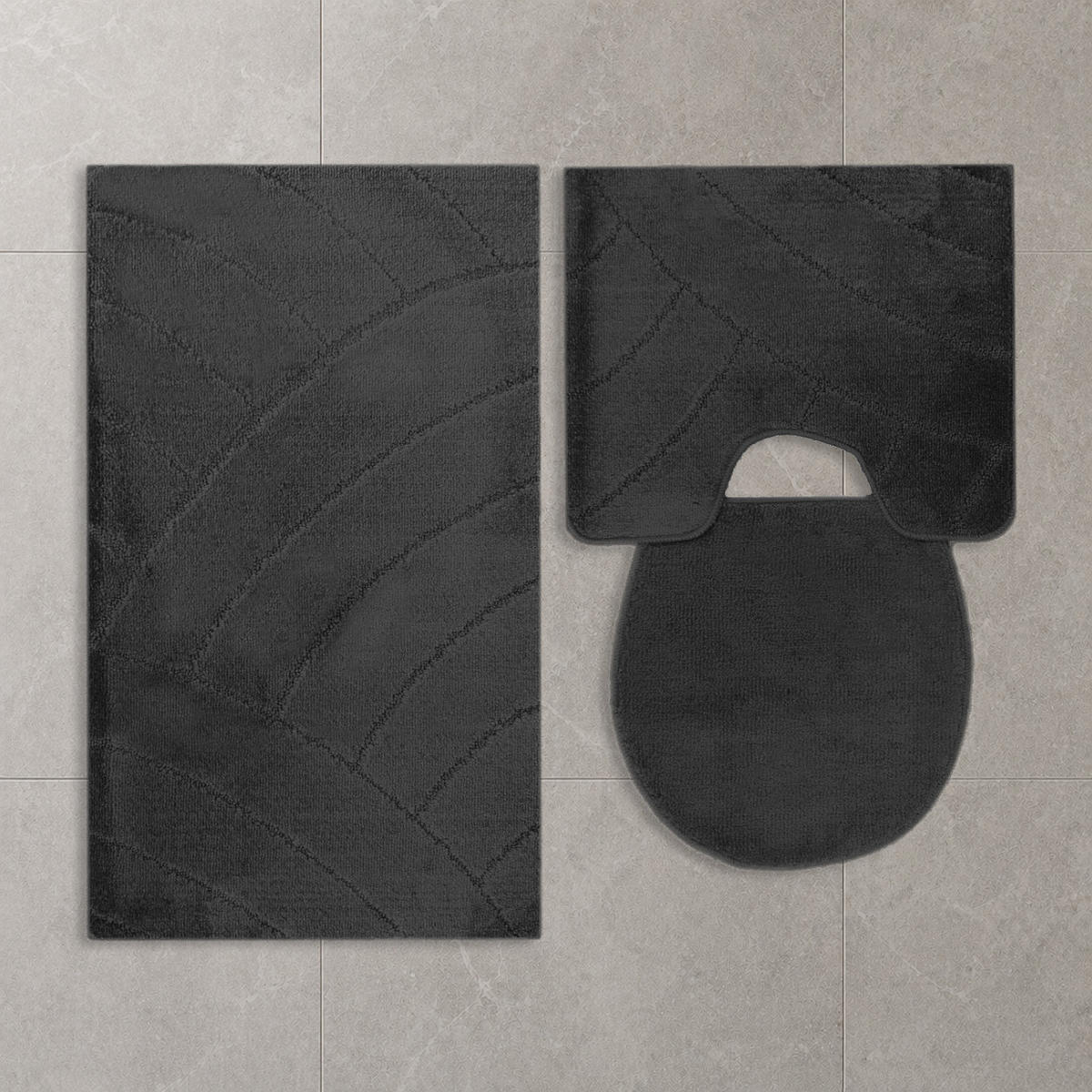 BADEMATTE Set 3 tlg SCHWARZ - Schwarz, Textil (60/100cm) - ROLFNERS