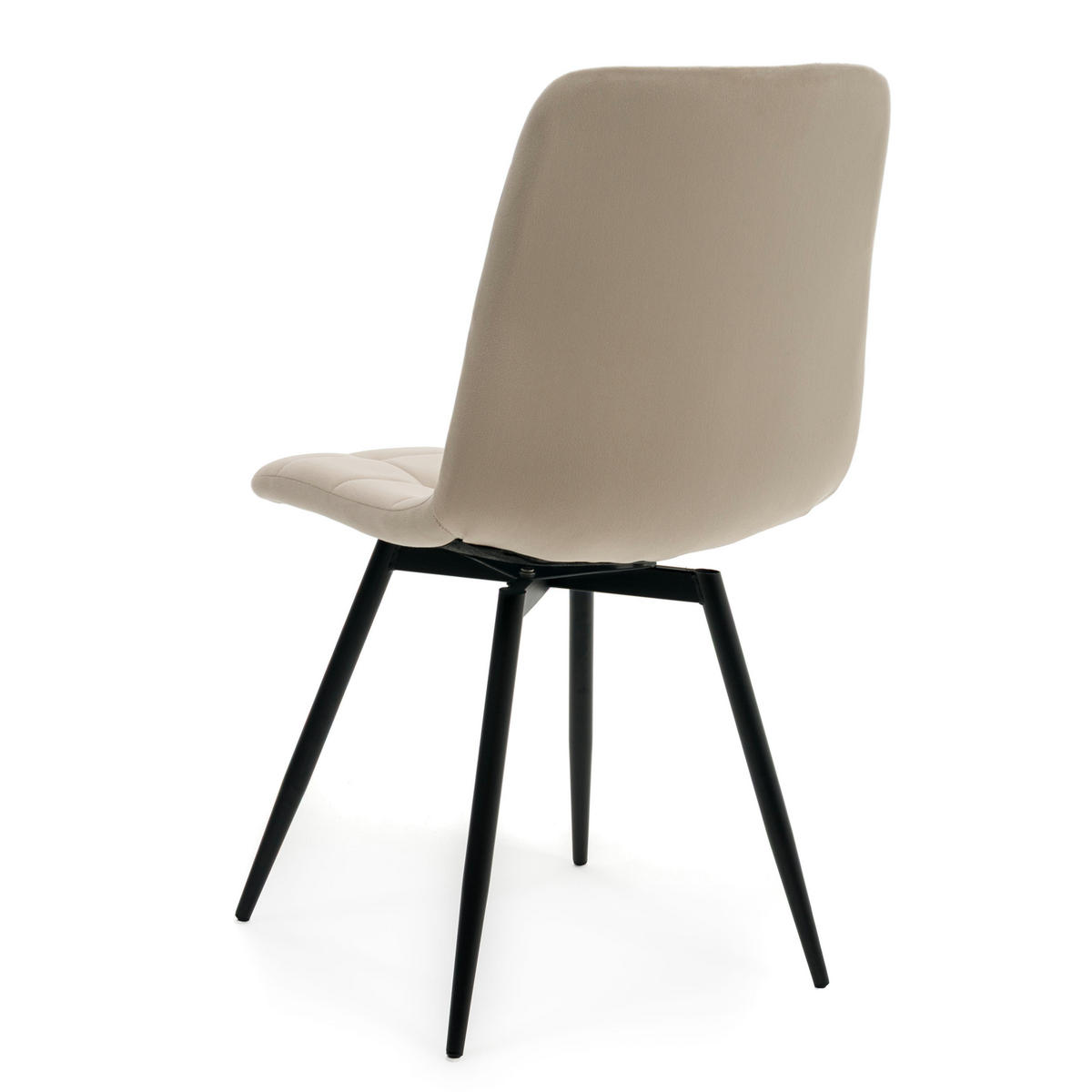 STUHL ARCO drehbar gepolstert mit Steppung - dunkelbeige - Samt Velours - Schwarz/Braun, Textil/Metall (46/90/51cm) - NEW HOME