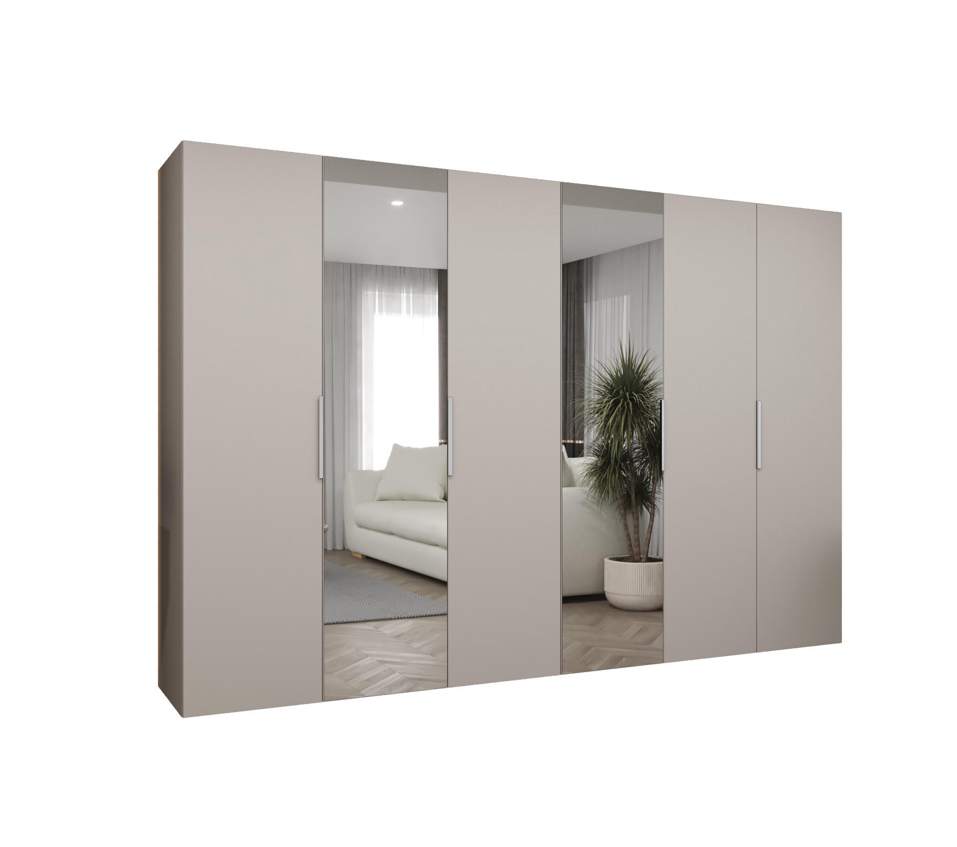 DREHTÜRENSCHRANK 202/300/52 6-türig - Kaschmir/Schwarz, Holz (300/202/52cm) - MÖBEL KRYSPOL