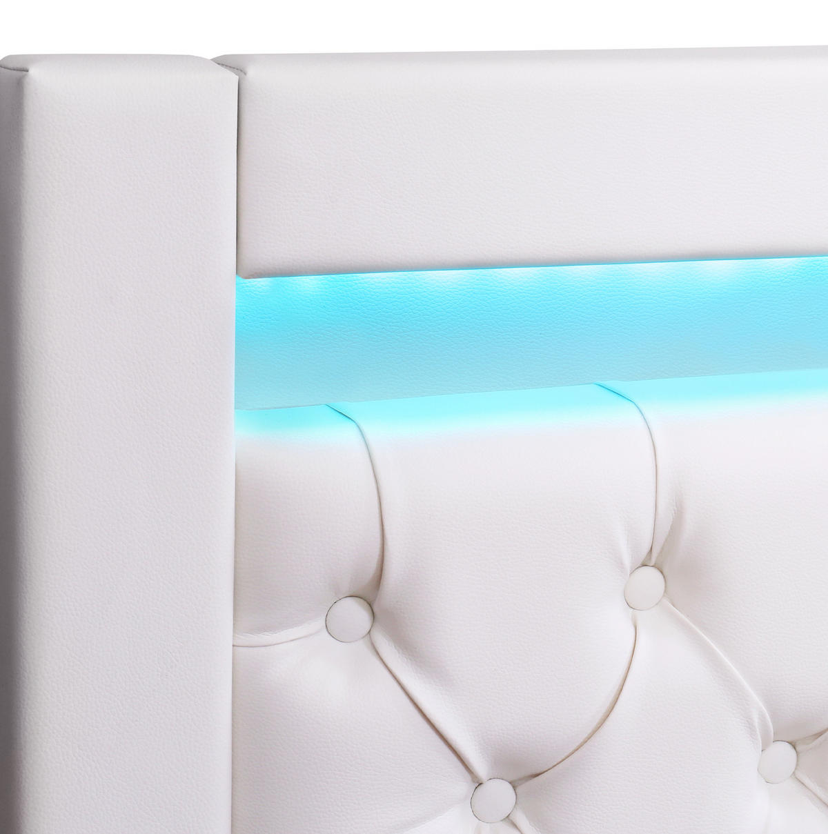 POLSTERBETT mit Bettkasten und LED 180x200 cm PU Weiß - Weiß, Metall (180/200cm) - Beauniv