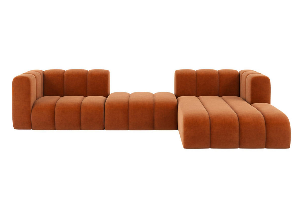 ECKSOFA L-Form Grand L 319 cm, Veloursstoff Salvador, Braun, Rechts - Braun, Holz (319/179cm) - Kaiser Möbel