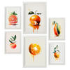 POSTER Set Mit 6 Zitrus Plakate Von Obst, Gemüse Und Gesunden Lebensmitteln Im Aquarell Kunst Stil Auf Reinweißen Hintergründen A3 & A4 Weißer Rahmen - Weiß, Papier (29/3cm) - Nacnic