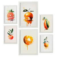 POSTER Set Mit 6 Zitrus Plakate Von Obst, Gemüse Und Gesunden Lebensmitteln Im Aquarell Kunst Stil Auf Reinweißen Hintergründen A3 & A4 Weißer Rahmen - Weiß, Papier (29/3cm) - Nacnic