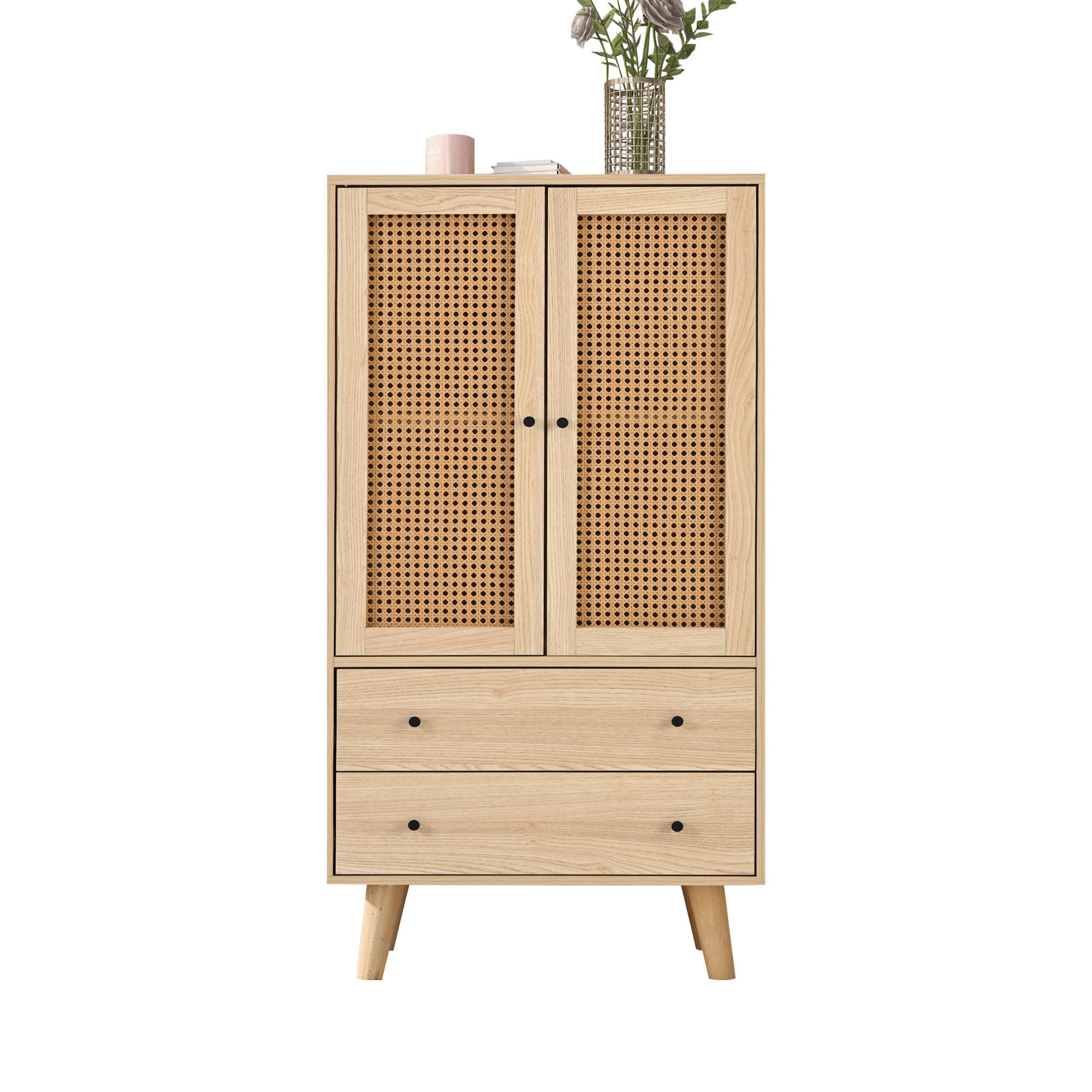HIGHBOARD 60/40/120 cm in Eiche mit 2 Türen & 2 Schubladen - Eichefarben, Holzwerkstoff (60/120/40cm) - BEAOK