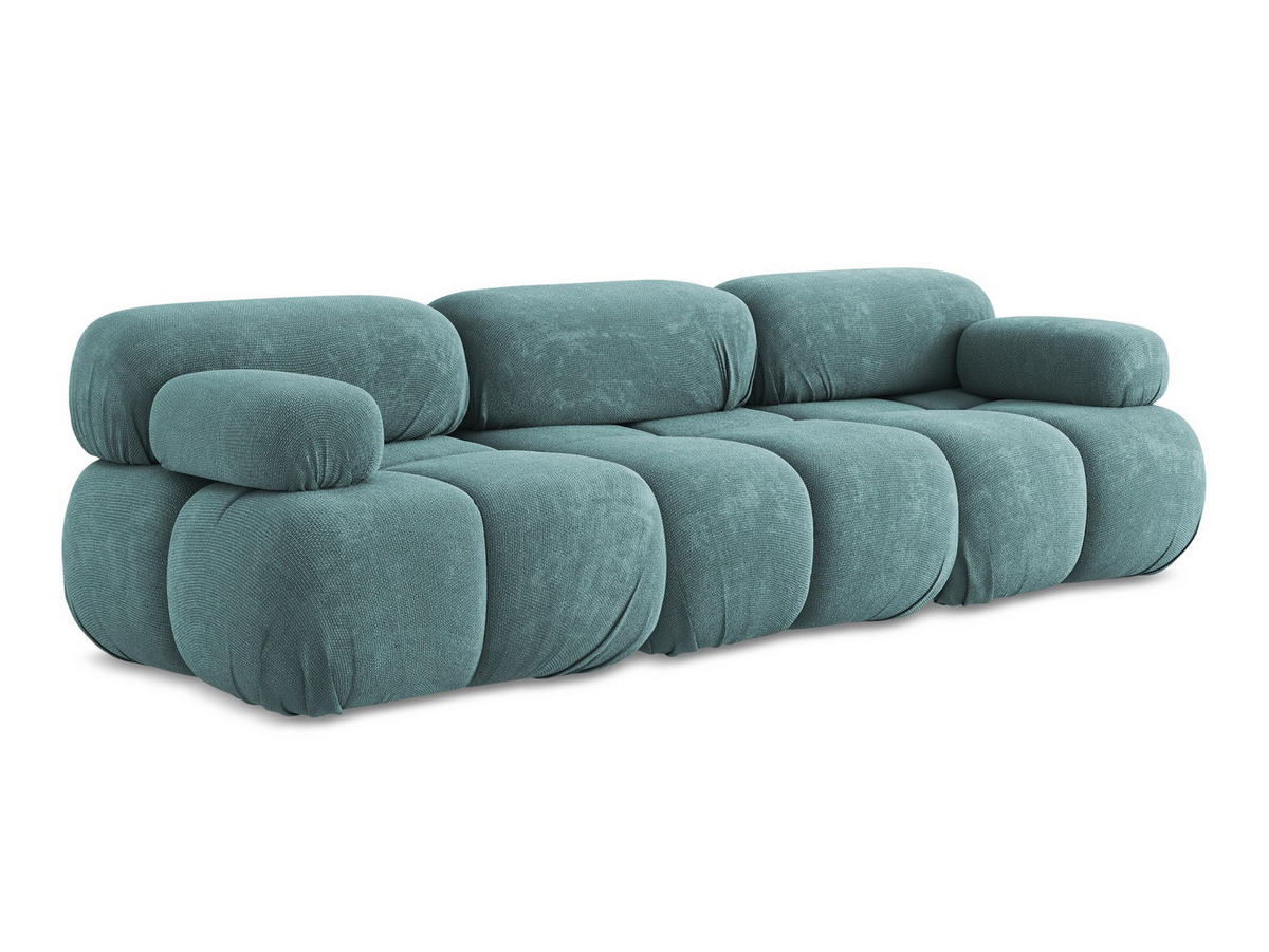 3-SITZER SOFA Chenille Stoff Blau - Blau/Beige, Kunststoff/Textil (285/70/96cm) - Makamii