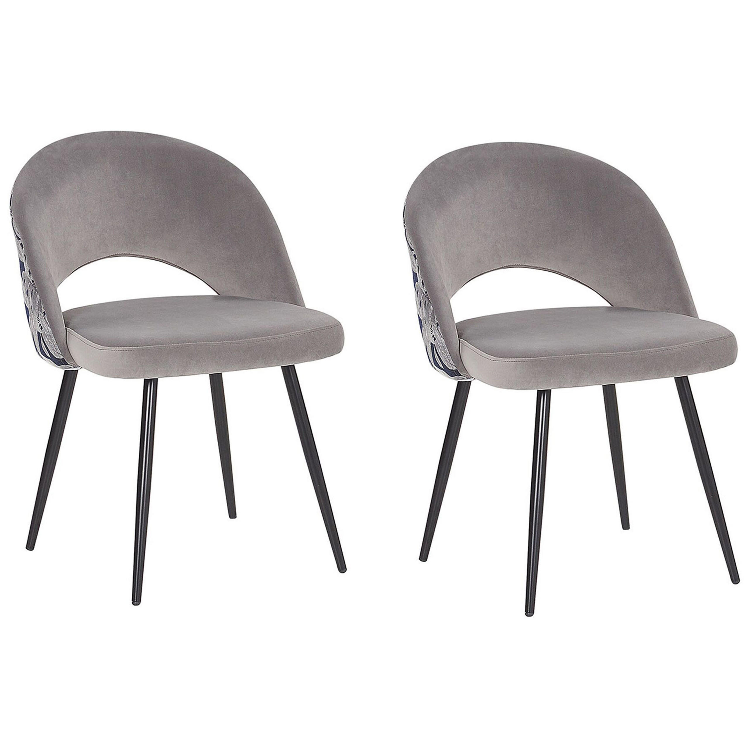 JÍDELNÍ ŽIDLE sada 2 ks Sametová látka Šedá Vivian - šedá, kov/textil (52/77/56cm) - Beliani
