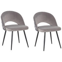 JÍDELNÍ ŽIDLE sada 2 ks Sametová látka Šedá Vivian - šedá, kov/textil (52/77/56cm) - Beliani