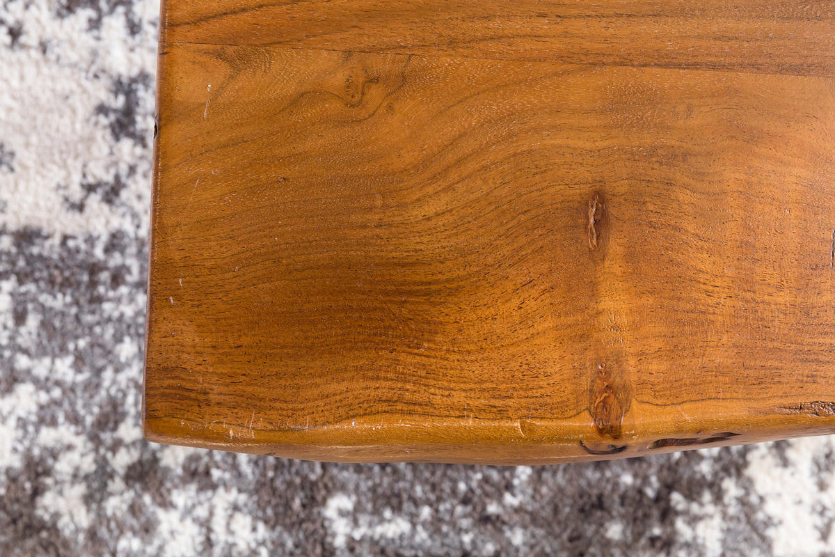 COUCHTISCH Massivholz Sheesham mit Baumkante und Haarnadelbeinen, Stil Natürlichkeit - Schwarz/Braun, Holz/Metall (51/56/38cm) - KADIMA DESIGN