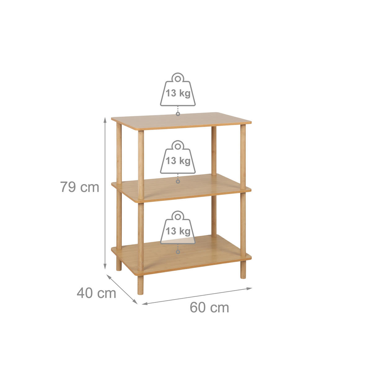STANDREGAL - Hellbraun/Naturfarben, Holz/Holzwerkstoff (60/79/40cm) - Relaxdays