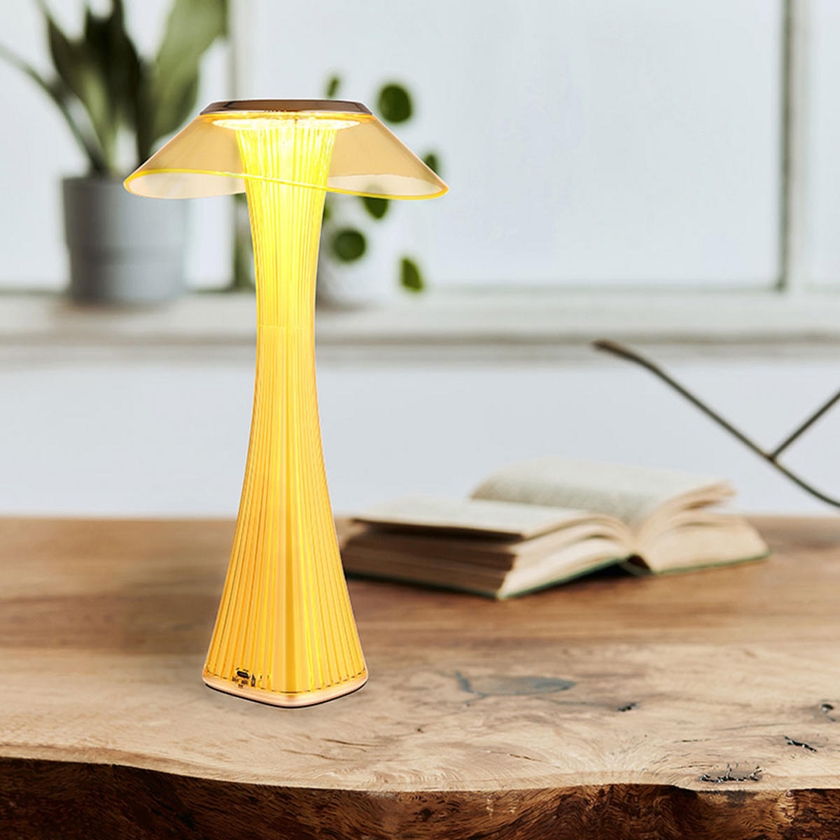 LED TISCHLEUCHTE Ambra Gold - Goldfarben, Kunststoff (15.1/15.1/27.4cm) - Globo Lighting