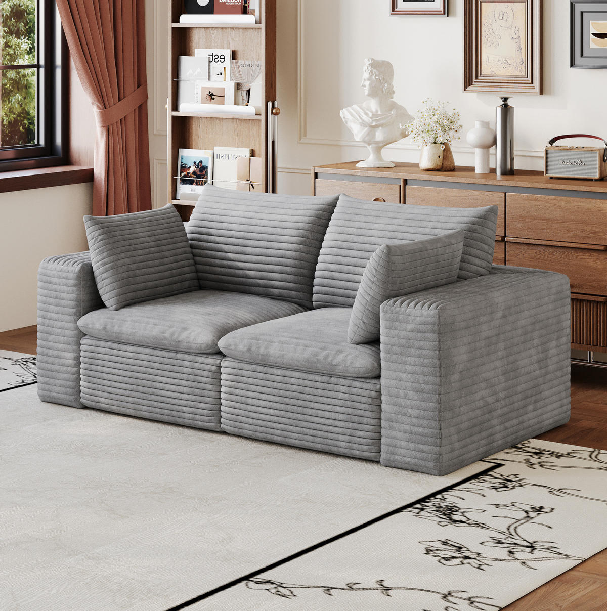 SOFA modular 180 cm Stoff Grey - Grau, Kunststoff (90/60/180cm) - Meubliv