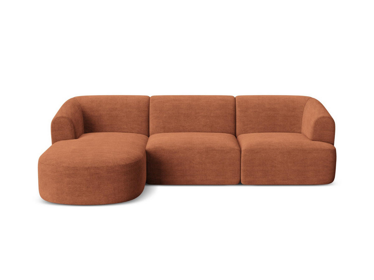 MODULARES-ECKSOFA links Campi aus Cord terrakotta 4 Sitzplätze - Terracotta, Textil (156/256cm) - Cosmopolitan Design