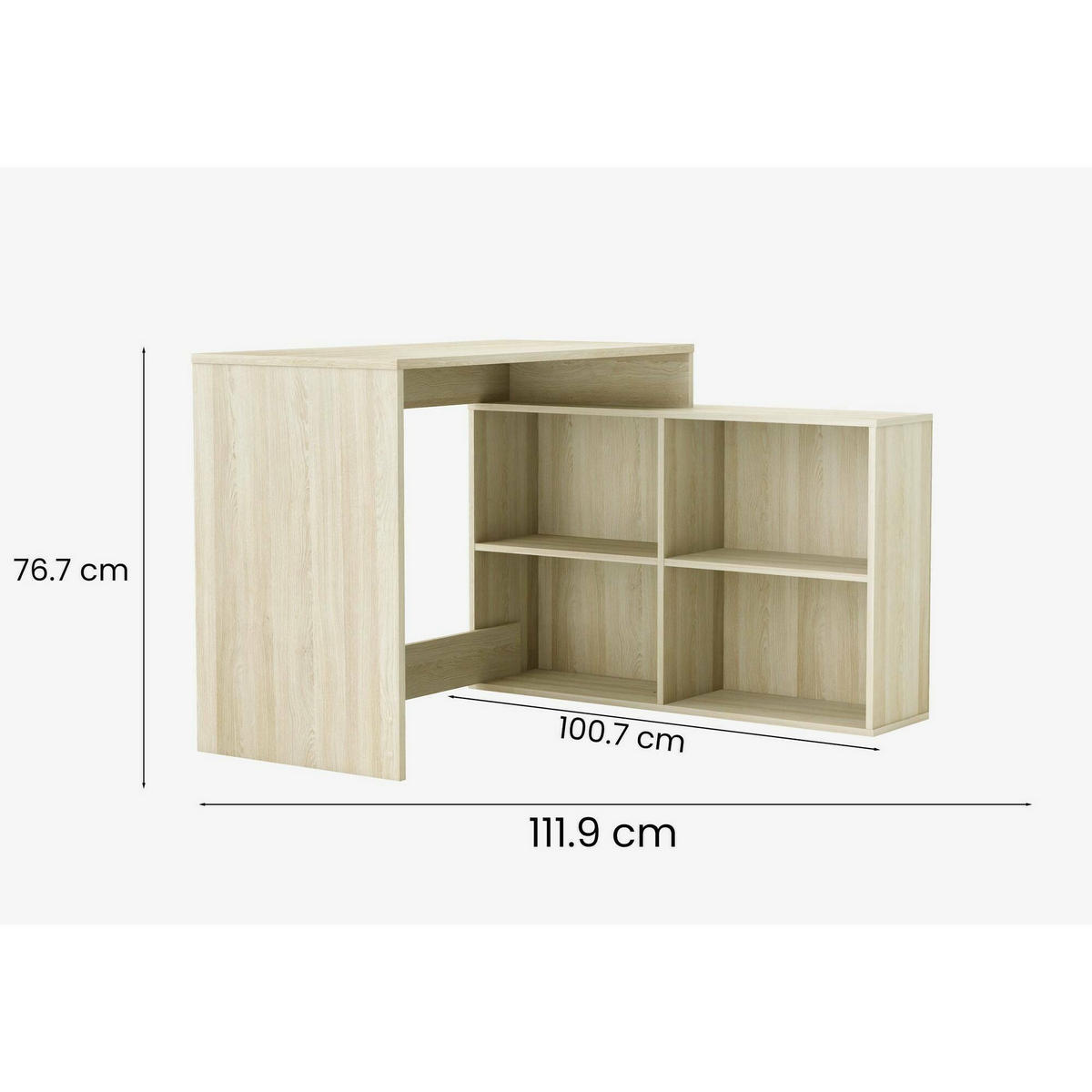 ECKSCHREIBTISCH Holz-Effekt Eiche, Weiß 100.7/111.9/76.7 cm - Weiß, Holzwerkstoff (100.7/111.9/76.7cm) - DMORA
