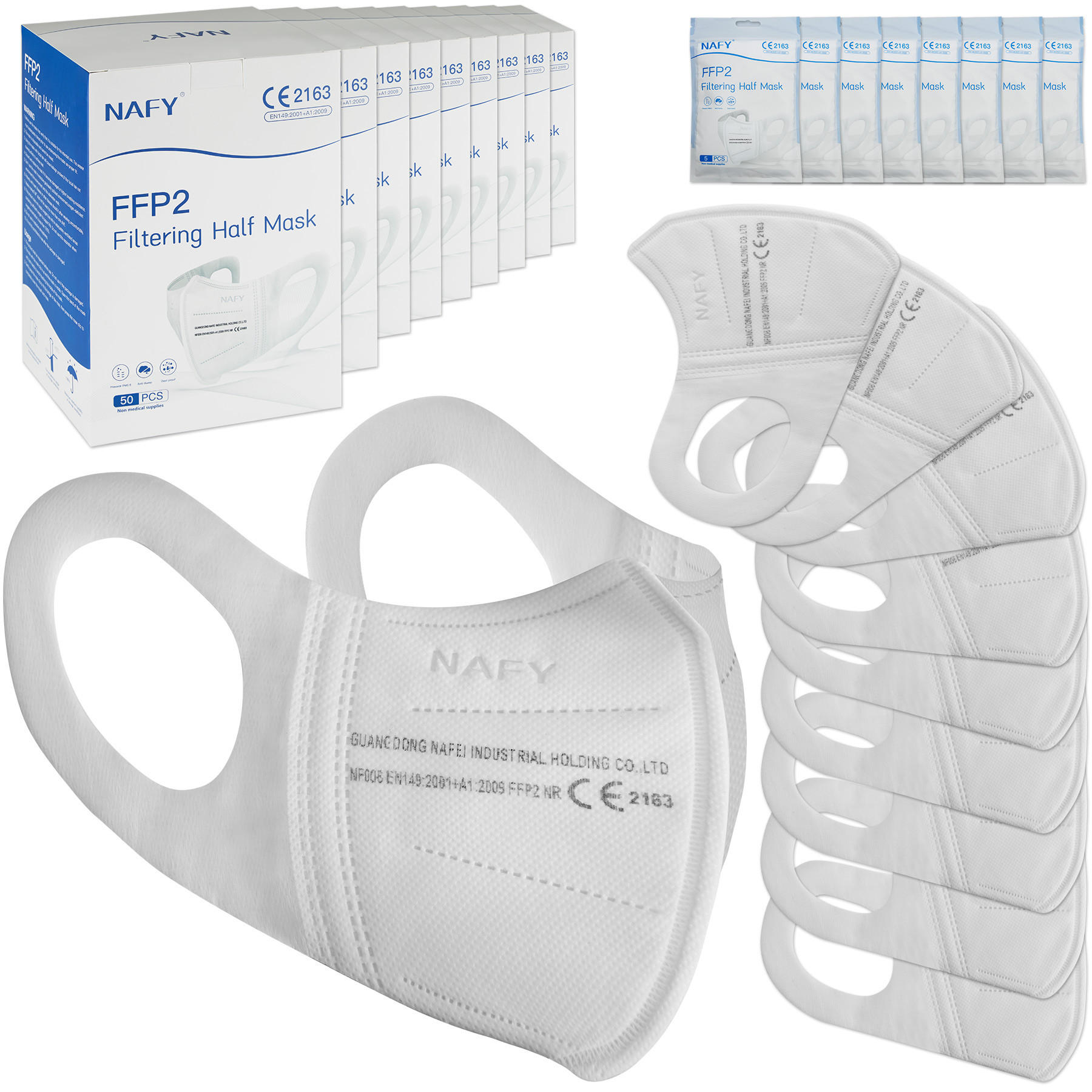 STAUBSCHUTZMASKEN 500er Set, EN 149:2001+A1:2009,weiß - Weiß, Textil (0.1/14/18cm) - tectake