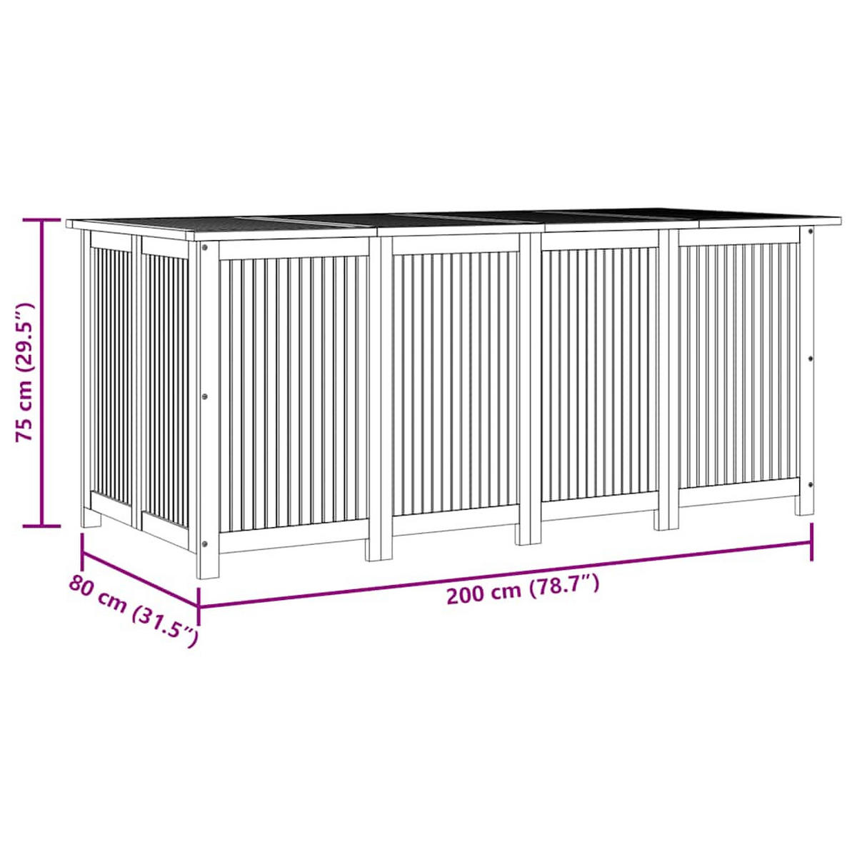 GARTENBOX 200/80/75 Cm Massivholz Akazie - Braun, Holz (200/75/80cm) - vidaXL
