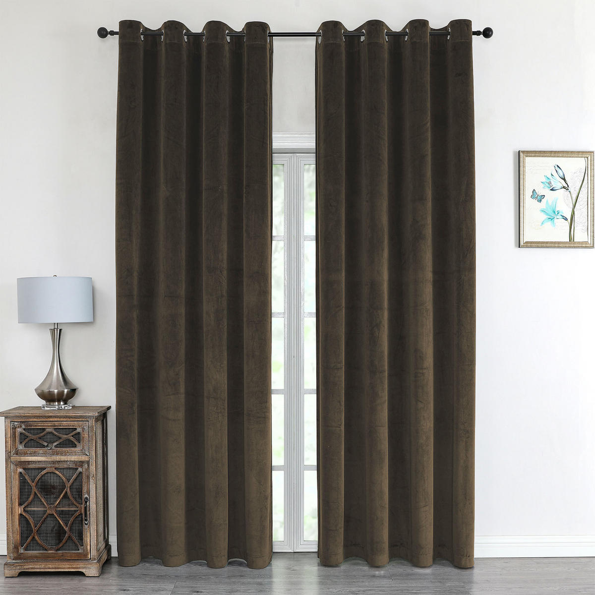 VORHANG Ösen Samt 300/245 cm Braun - Braun, Textil (300/245cm) - TiborTex