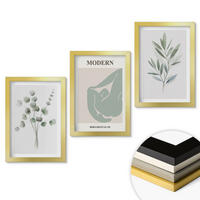 WANDBILDER 3er Set - 20x30 cm Goldrahmen - Pflanzenmotive in Grün - Goldfarben, Kunststoff (20/30cm) - ArtPrintCave