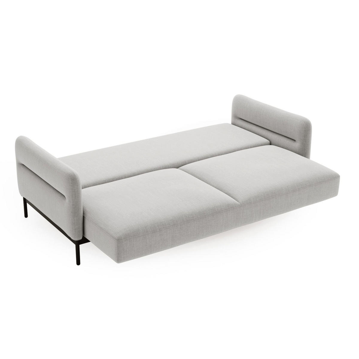 3-SITZER-SOFA Solianero Hellgrau 223 cm - Hellgrau/Schwarz, Textil/Metall (223/95/96cm) - Selsey
