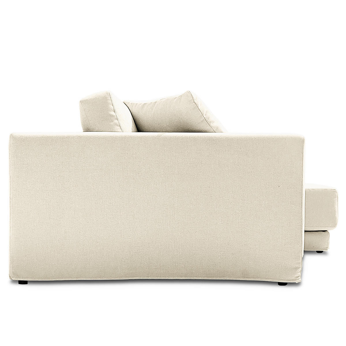 ECKSOFA mit Wechselbezug - Longchair, Webstoff - Creme/Schwarz, Kunststoff/Textil (260/155cm) - home24