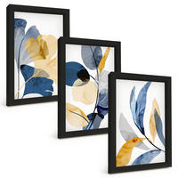 BILDER SET 3er Set - 20x30 cm Schwarzer Rahmen - Aquarell-Pflanzenmotive - Schwarz, Kunststoff (20/30cm) - TULUP