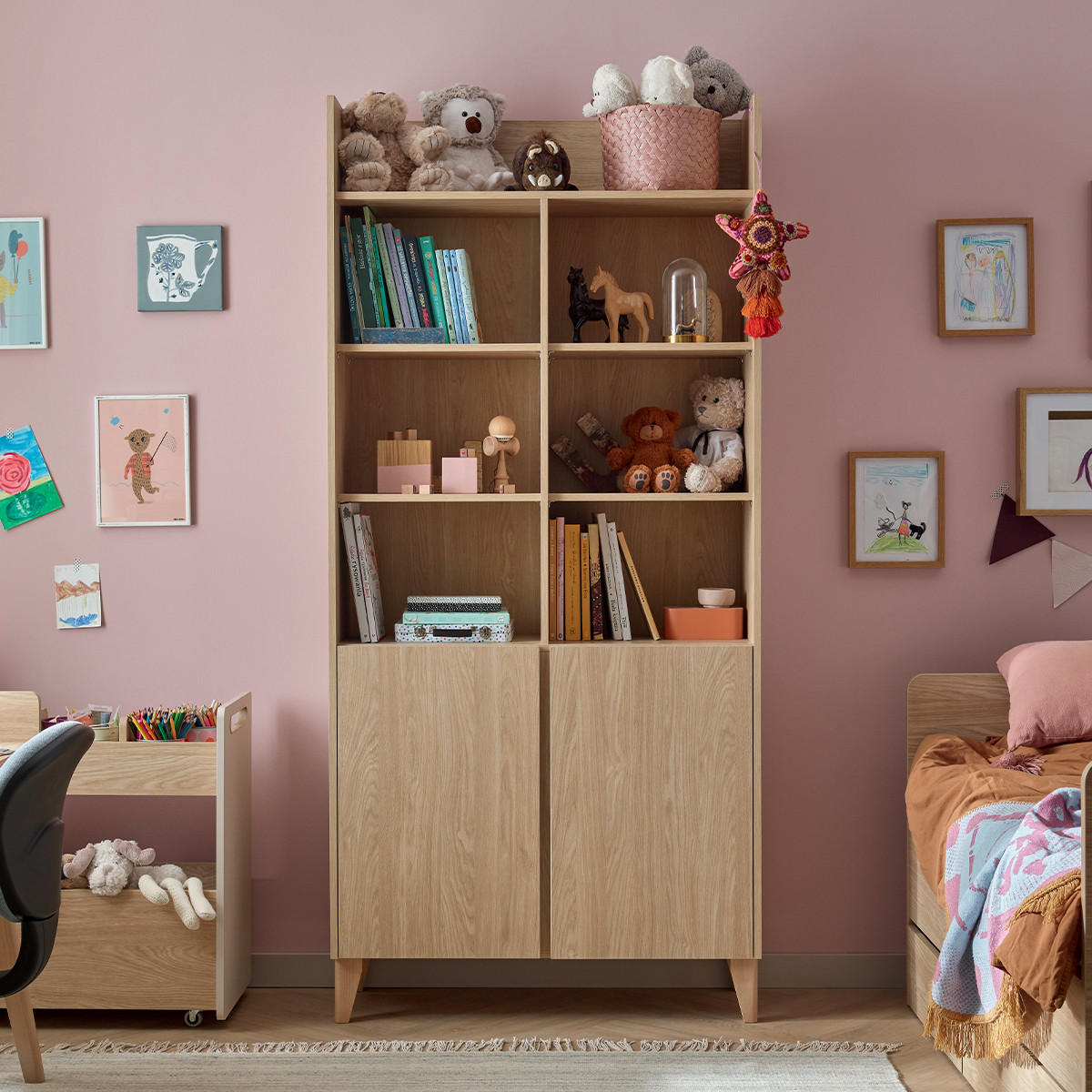 KNIHOVNA Dřevo - hnědá, kompozitní dřevo (204/38/94cm) - Petits-meubles