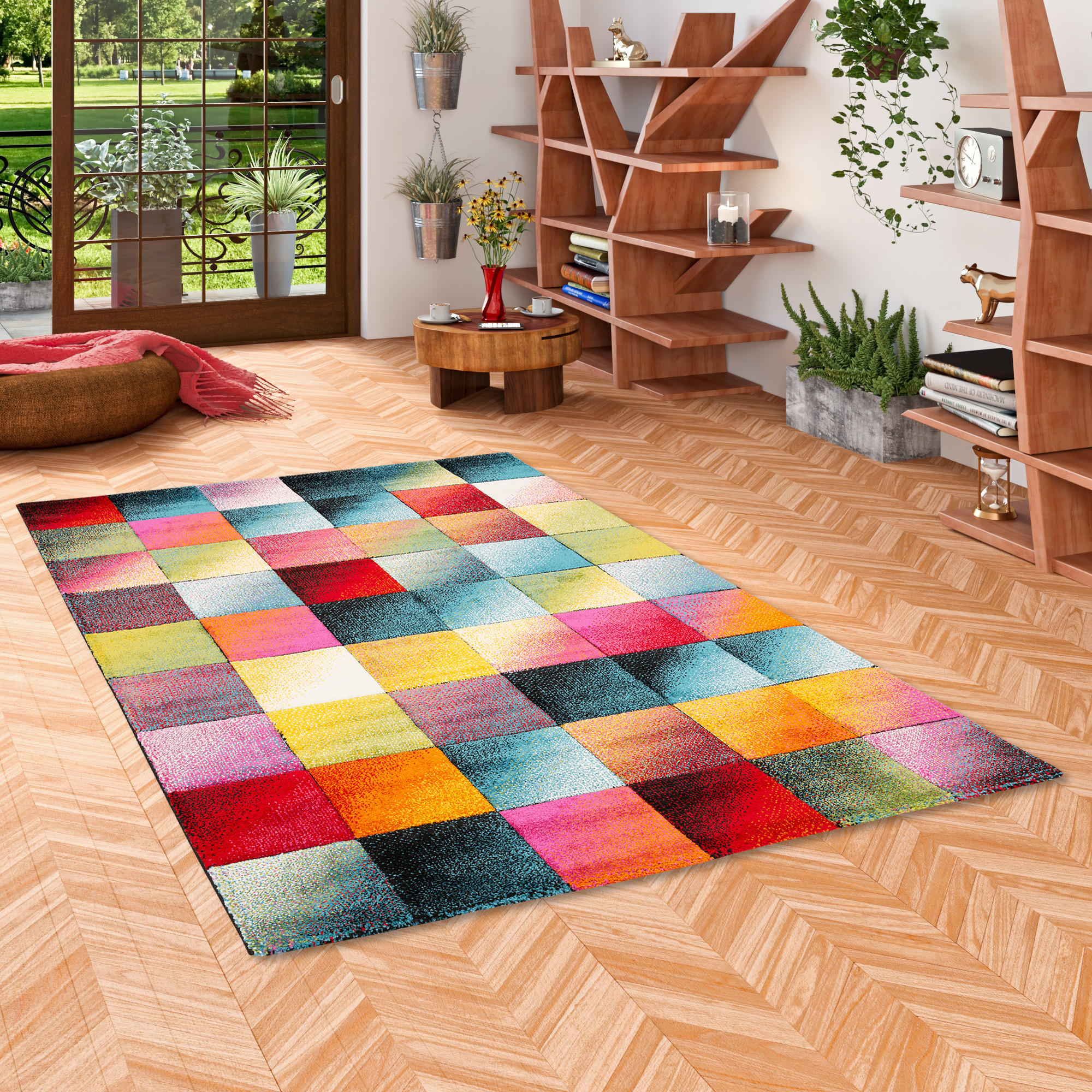 DESIGNER TEPPICH MAUI MODERN KARO - Multicolor, Textil (140/200cm) - Pergamon