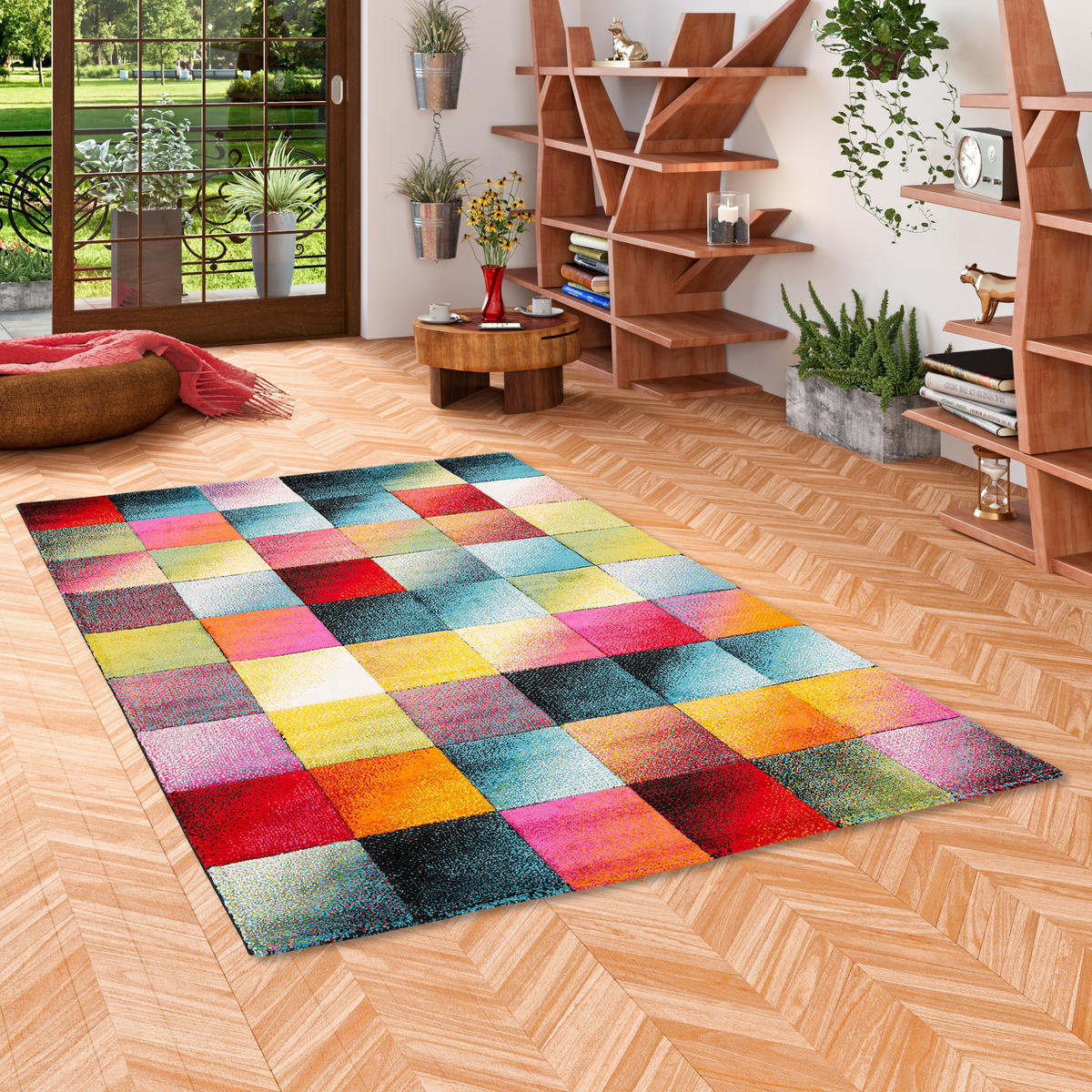DESIGNER TEPPICH MAUI MODERN KARO - Multicolor, Textil (140/200cm) - Pergamon