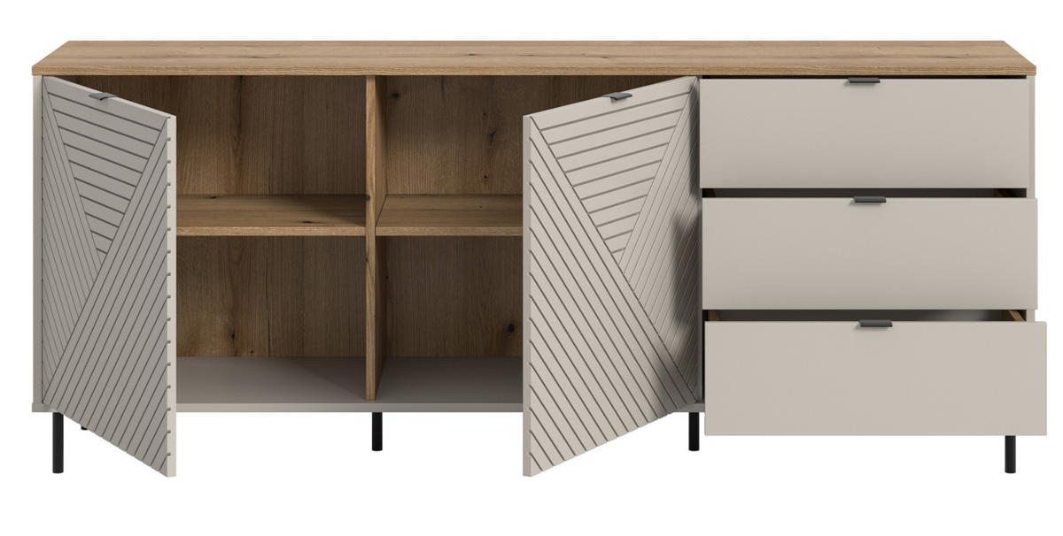 SIDEBOARD Kaschmir, Evoke Eiche 184 x 95 cm, Kommode mit viel Stauraum - Kaschmir/Eichefarben, Holzwerkstoff/Metall (184/75/40cm) - Inn.Furn