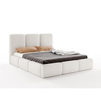 POLSTERBETT VARDO 180x200 cm mit Bettkasten, Stauraum und Metall-Lattenrost – Bouclé Stoff Wieß - Schwarz/Weiß, Textil/Metall (180/200cm) - Luxkor24