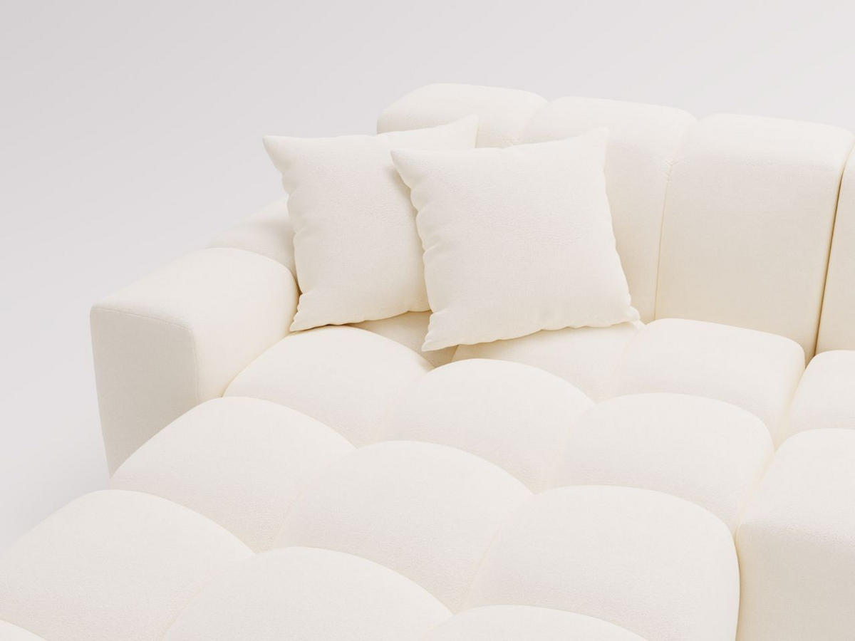 ECKSOFA Loopo Creme Links - Creme, Holz/Textil (265/180cm) - Graingold