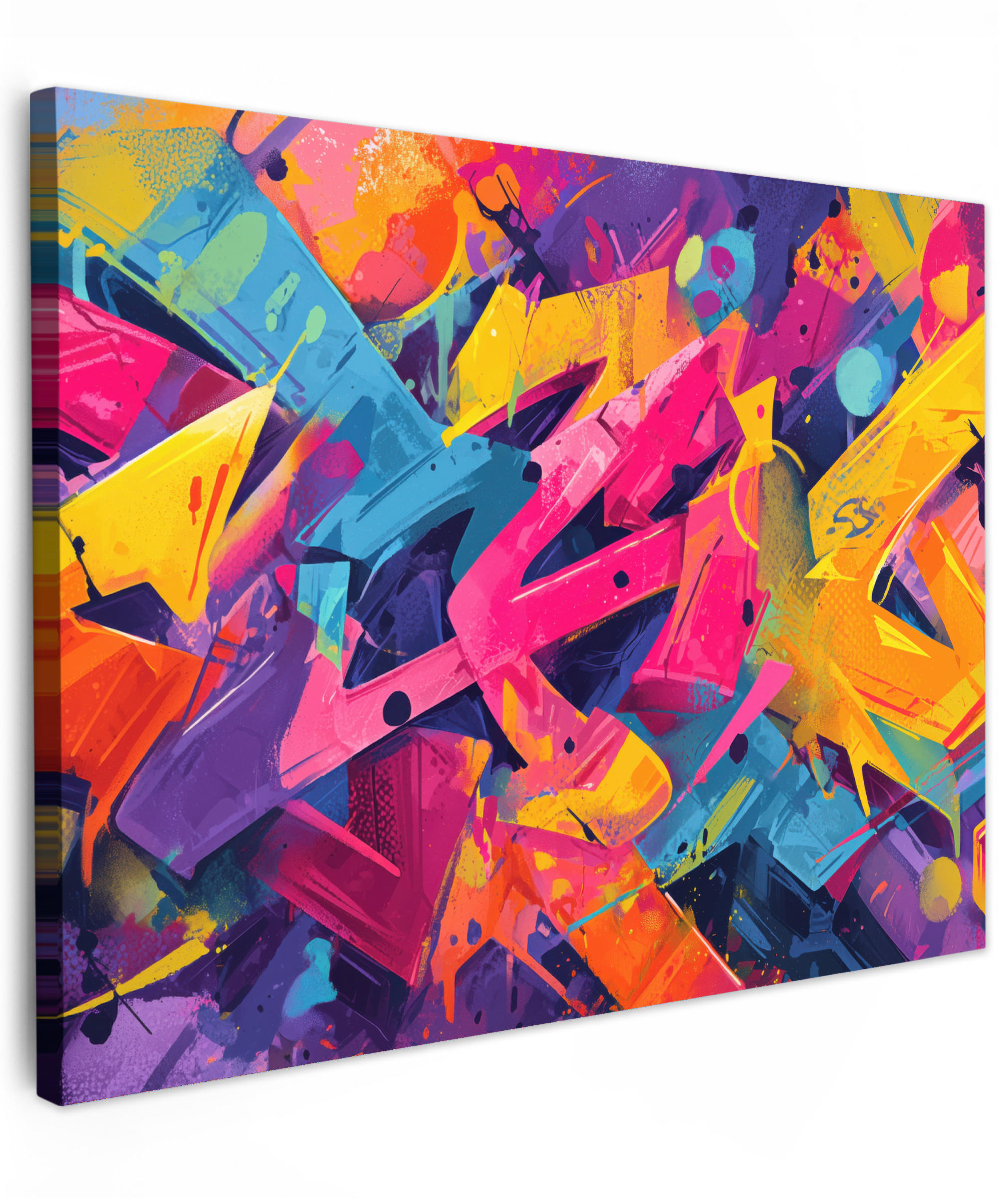 LEINWANDBILD Abstrakt - Formen - Farbenfroh Wandbilder 80x60 cm - Magenta, Textil (80/60cm) - MuchoWow