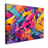 LEINWANDBILD Abstrakt - Formen - Farbenfroh Wandbilder 80x60 cm - Magenta, Textil (80/60cm) - MuchoWow