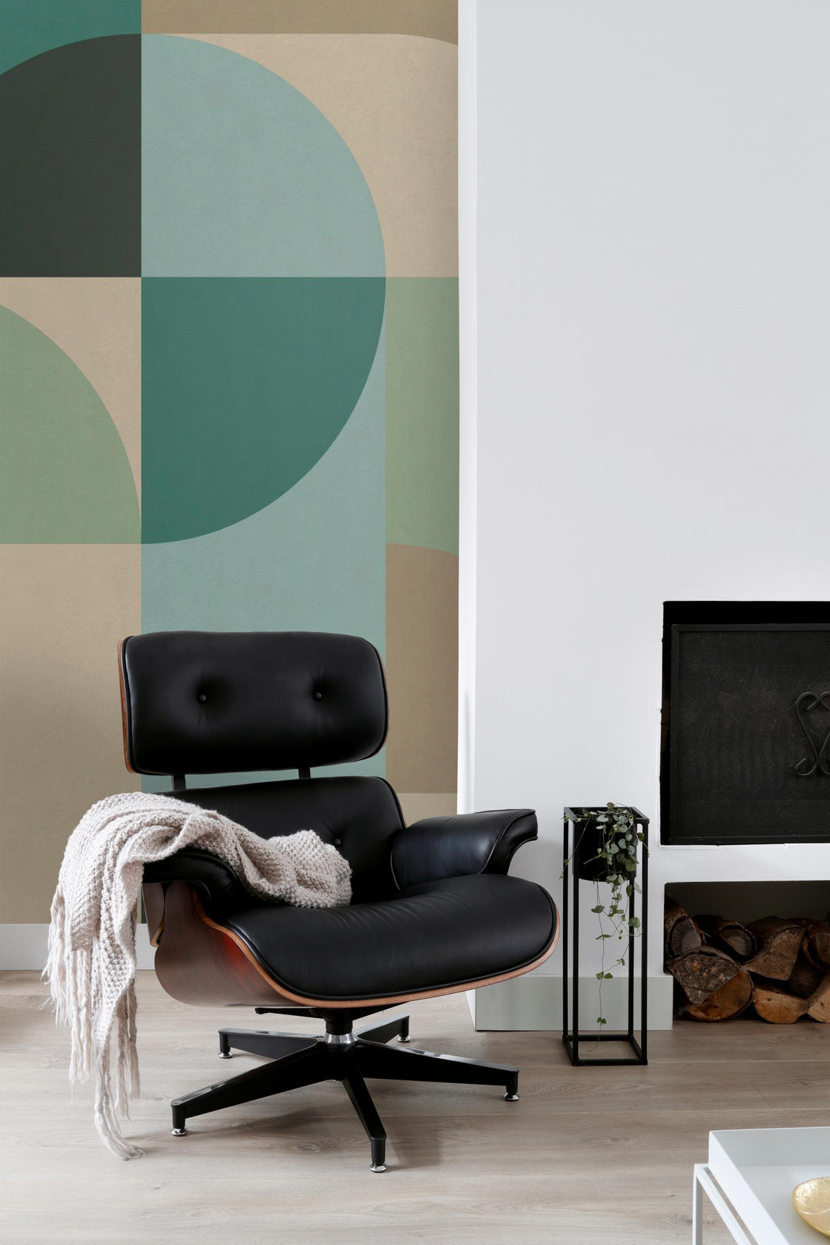 FOTOTAPETE Kreise im Bauhaus-Stil 250 x 279 cm - Grün, Papier (250/279cm) - ESTAhome