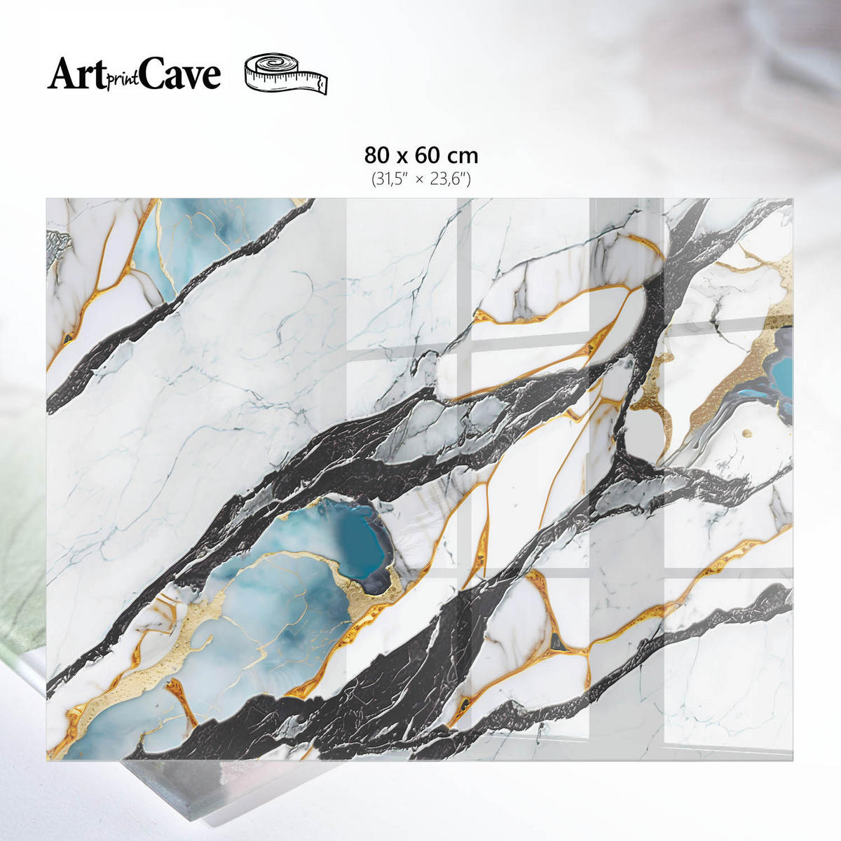 GLASPLATTE 80x60 cm – Luxuriöser Marmor - Braun, Glas (0.4/80/60cm) - ArtPrintCave