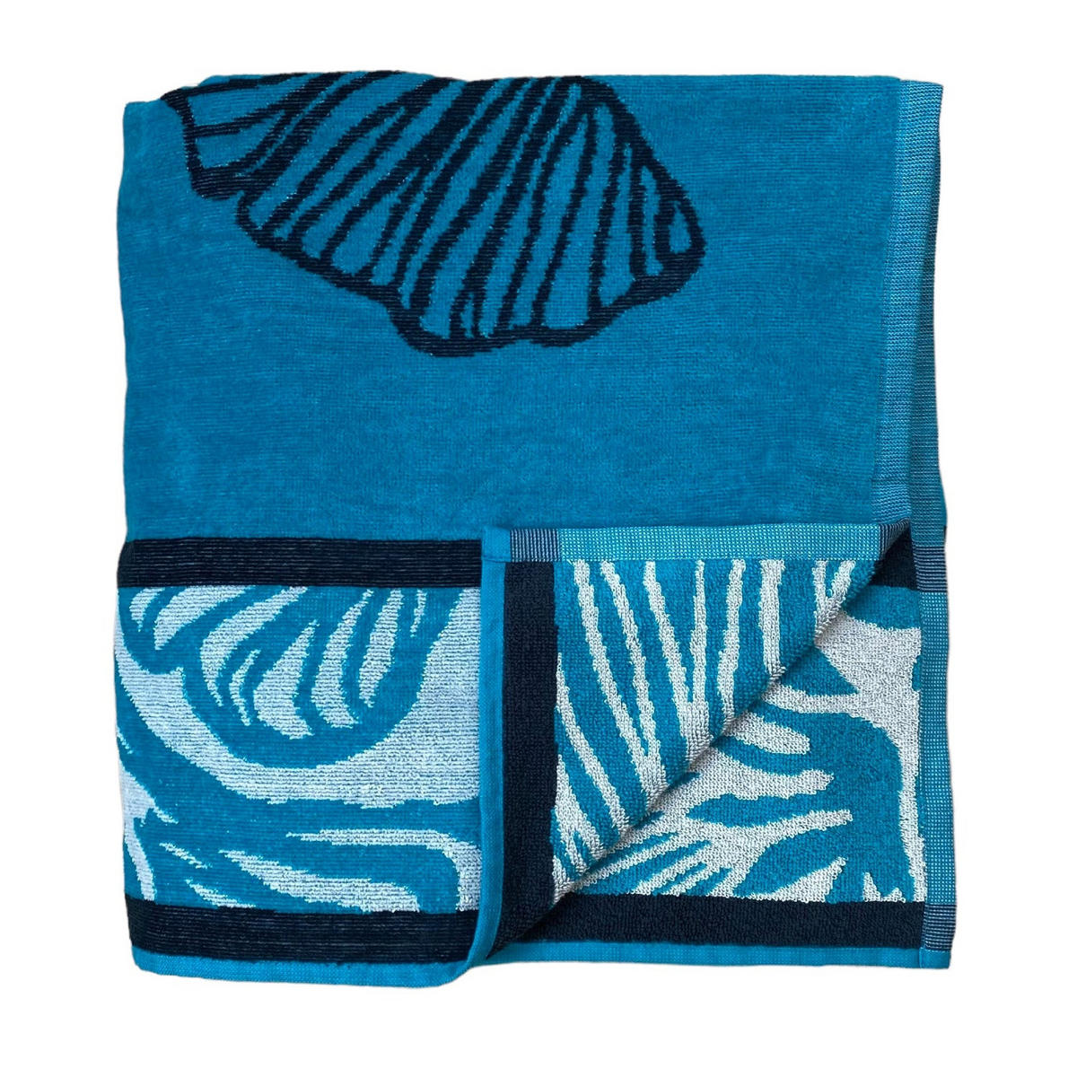 STRANDTUCH Frottee Velours Jacquard Kaly 140x180 400g/m² - Blau, Textil (140/180cm) - LE COMPTOIR DE LA PLAGE