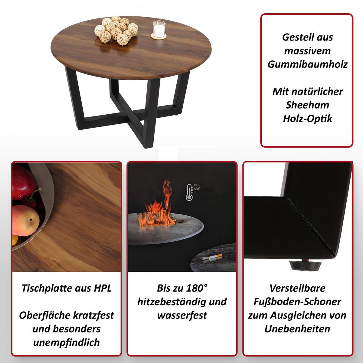 COUCHTISCH rund Braun - Braun, Holz (80/80/46cm) - MCW
