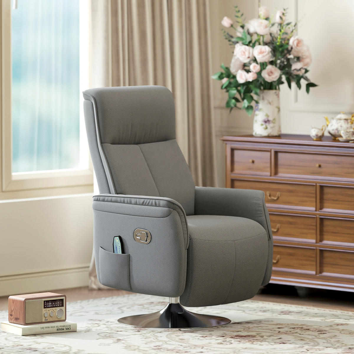 MASSAGESESSEL DE-15433 10 Massagepunkte mit 360° Drehung Grau - Grau, Metall (68.5/117/77cm) - ComfortXL