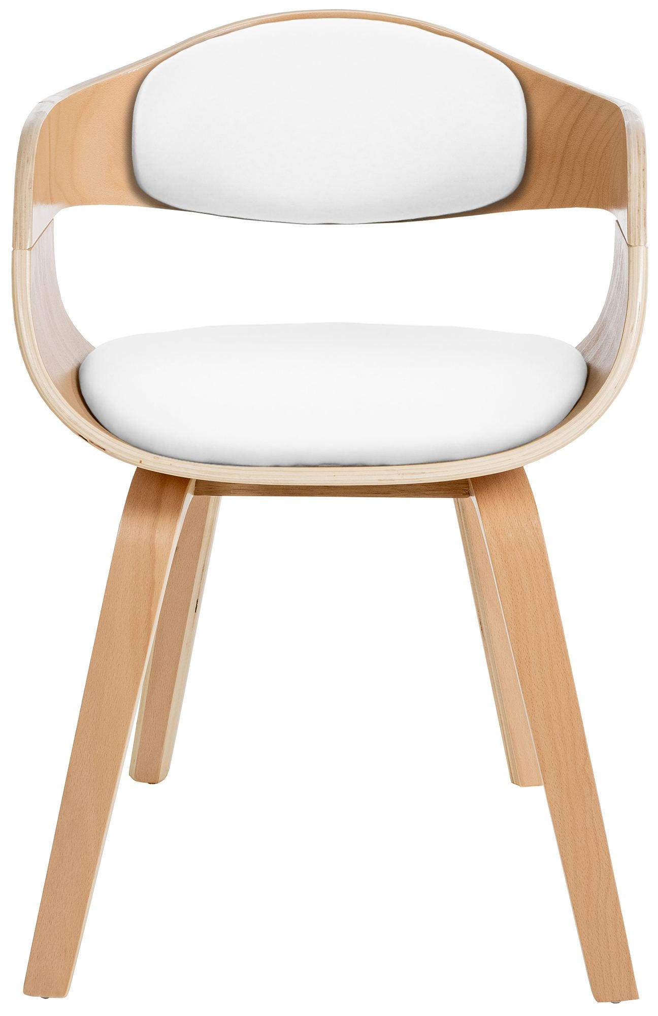 ARMLEHNENSTUHL Lederlook Natura/Weiß - Eukalyptusholzfarben/Weiß, Holz/Textil (49/73/46cm) - CLP