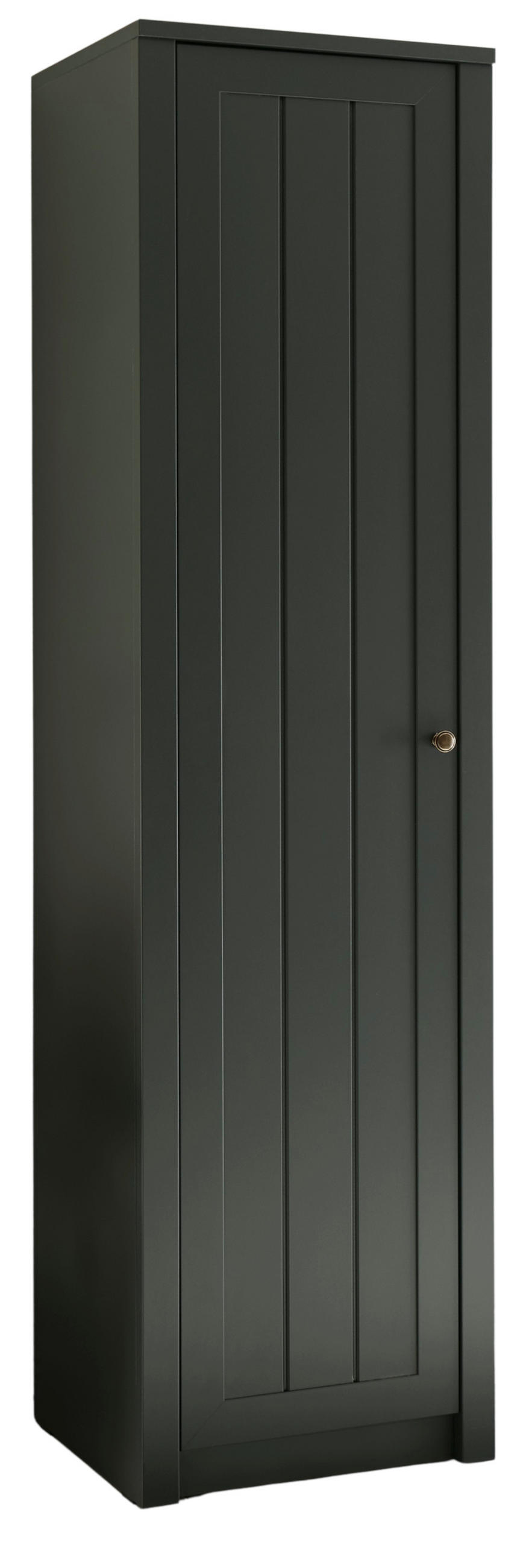 MEHRZWECKSCHRANK grün Landhaus 50 cm, Stauraumschrank mit 5 Fächern - Chromfarben/Schwarz, Holzwerkstoff/Kunststoff (50/197/43cm) - Furn.Design