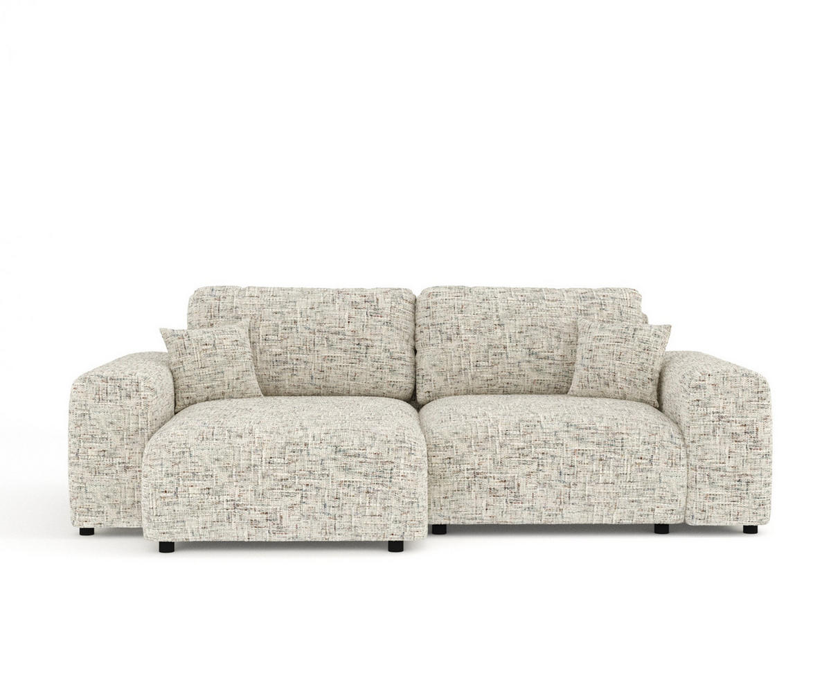 ECKSOFA Zanzibar Beige Webstoff - Beige/Schwarz, Holz/Holzwerkstoff (237/144cm) - Maison de Reve