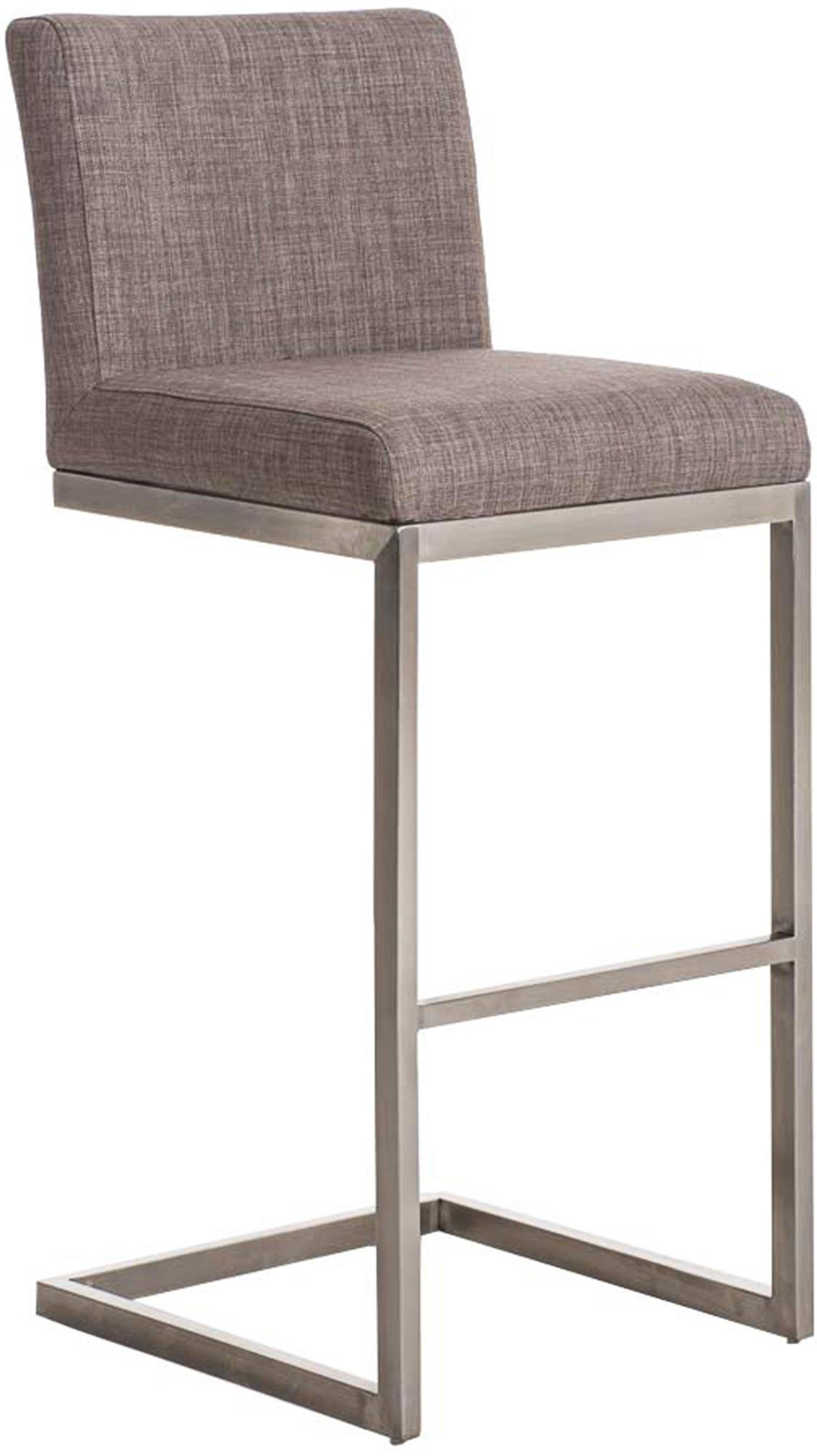 BARHOCKER Stoff Grau - Chromfarben/Grau, Textil/Metall (42/104/48cm) - CLP