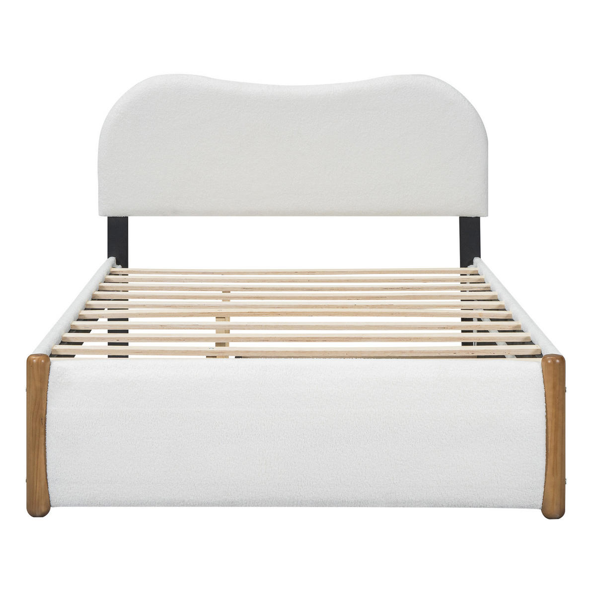 POLSTERBETT aus Plüsch und MDF 140x200 cm Weiß mit ausziehbarem Rollbett und minimalistischem Design - Weiß, Textil (140/200cm) - Modfu
