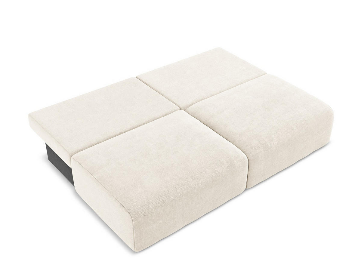 3-SITZER SOFA mit Schlaffunktion Chenille Stoff Beige - Beige/Creme, Kunststoff/Textil (216/79/102cm) - Makamii