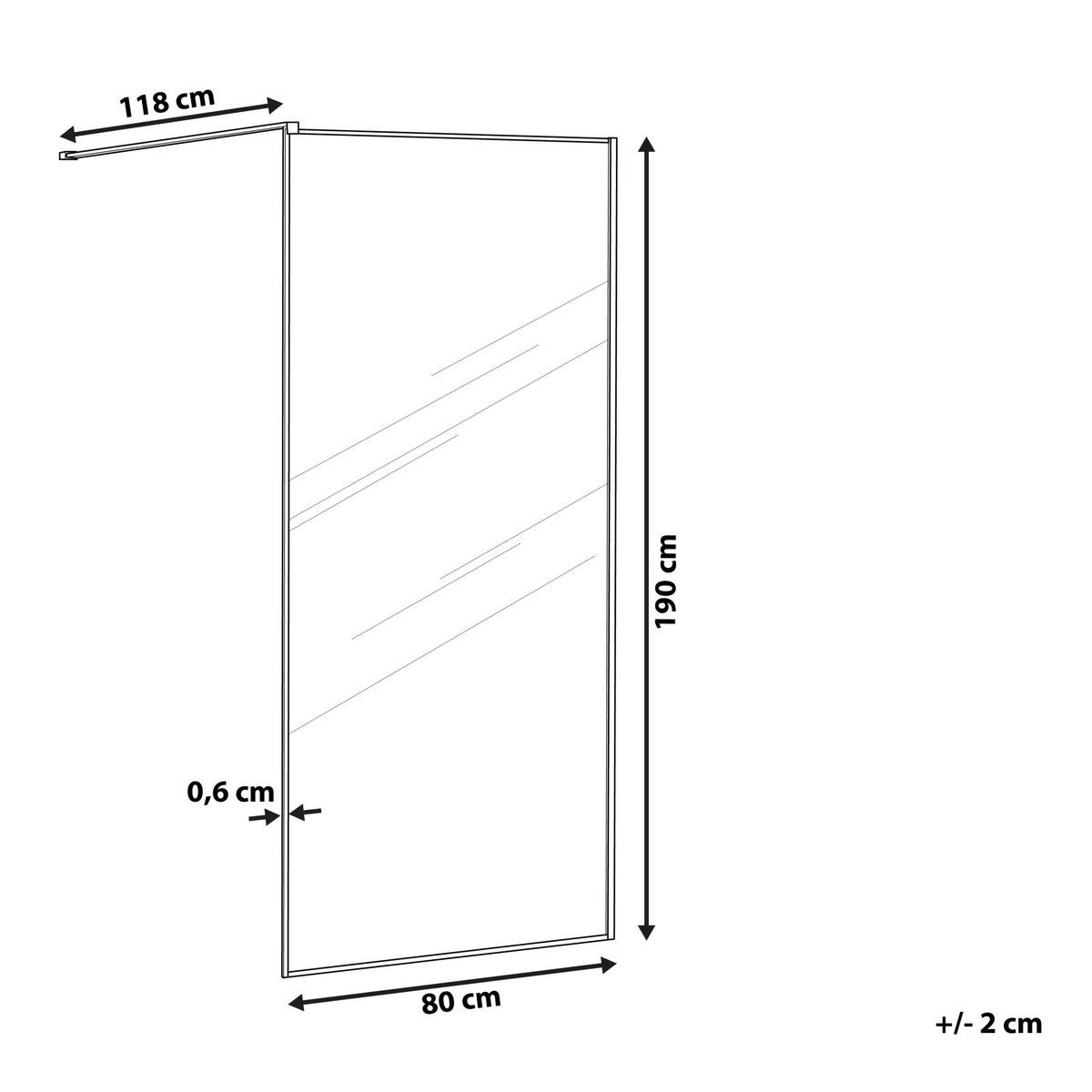SPRCHOVÁ ZÁSTĚNA 80/190 cm Černá Waspam - černá/průhledná, sklo (80/190cm) - Beliani