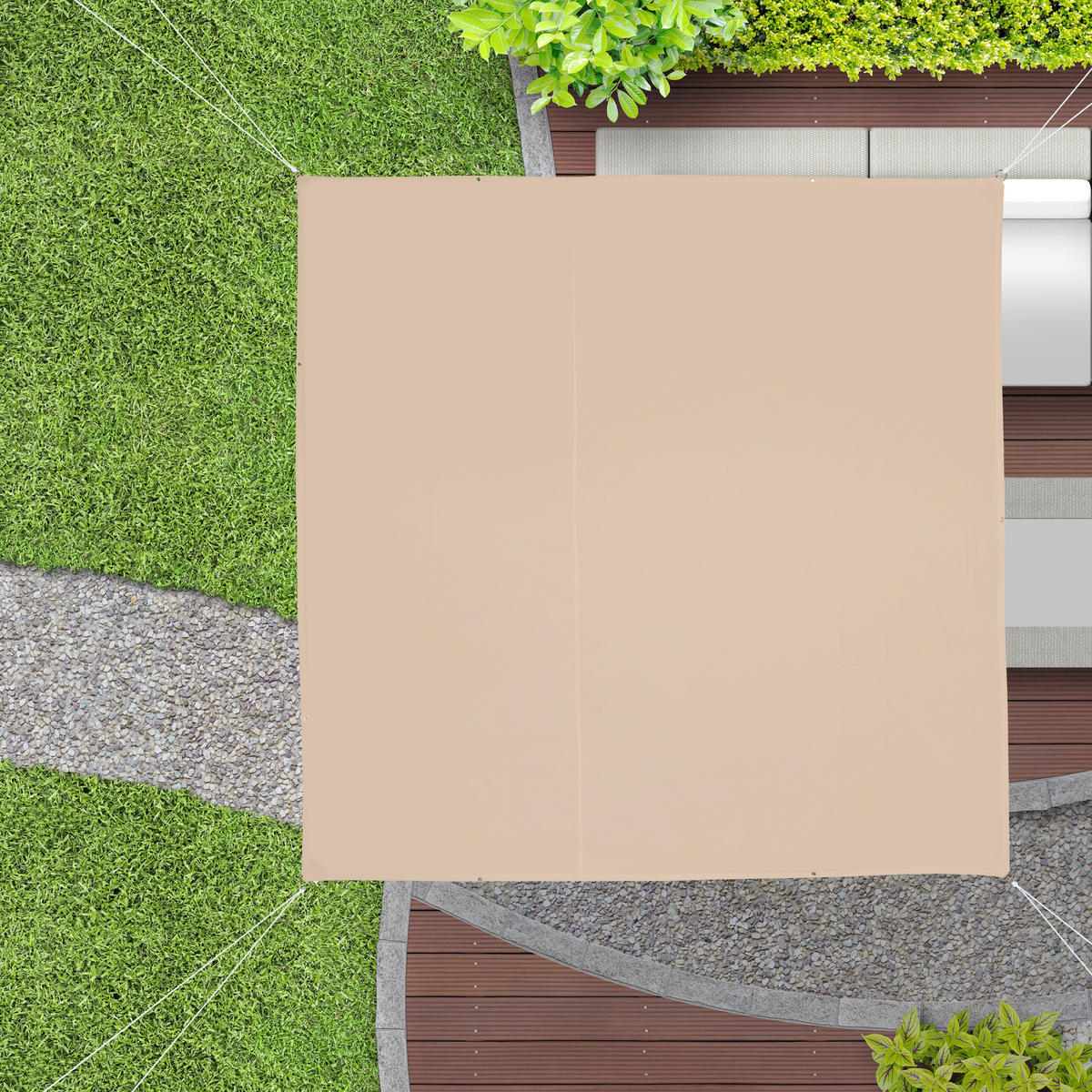 SJENILO - bež, tekstil/metal (350/350cm) - Relaxdays