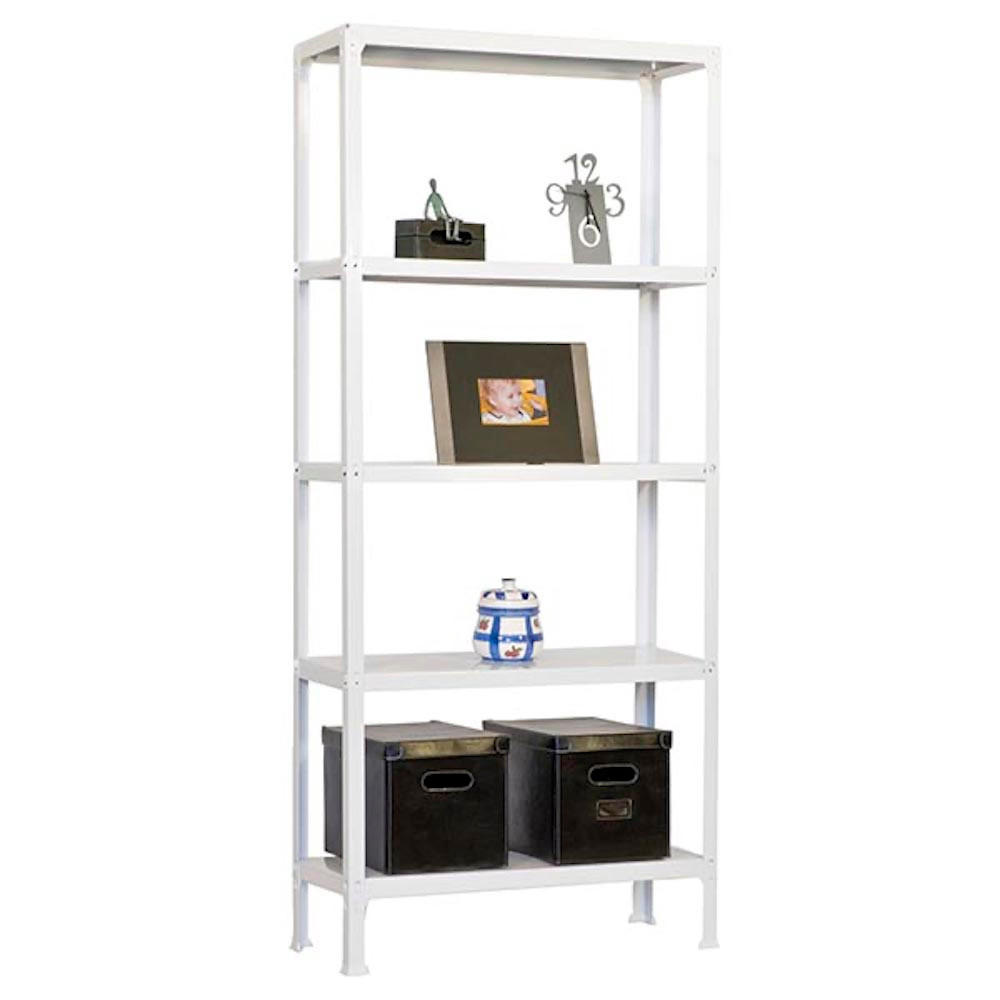 WOHNREGAL LIVING KOALA METAL mit 5 Fachböden | HxBxT 180x100x30cm | Fachlast 150kg | Weiß/Weiß - Weiß, Metall (100/180/30cm) - PROREGAL