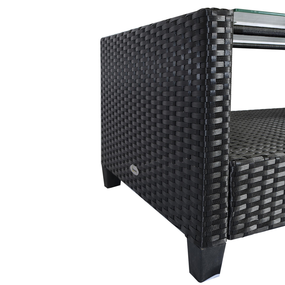 POLYRATTAN Sitzgarnitur 4 tlg. Sitzgruppe Metall Luxus Schwarz - Schwarz, Kunststoff - Outsunny